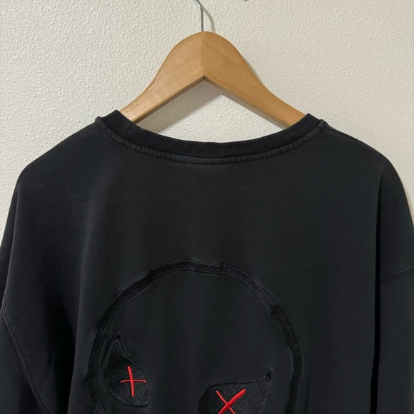 Venque X Takahashi Amoo Embroidered Crewneck Sweatshirt Black Side Zip Pocket-XL - Picture 3 of 11